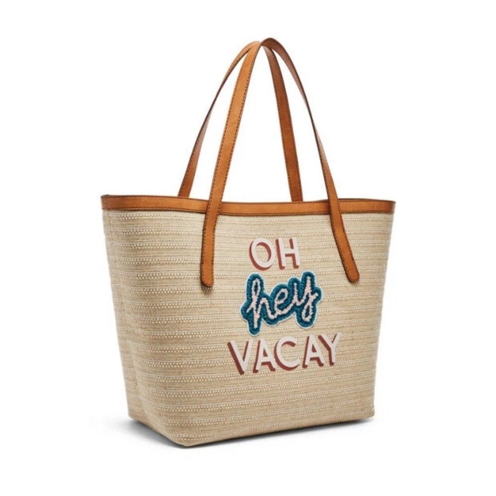 Fossil Oh Hey Vacay Jeanne Beach Tote in wheat